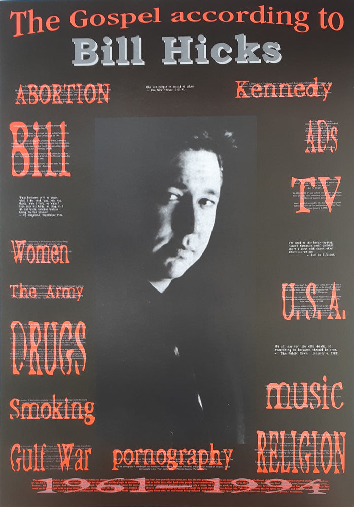 Bill Hicks The Gospel According To Bill Vintage Maxi Poster Blockmount