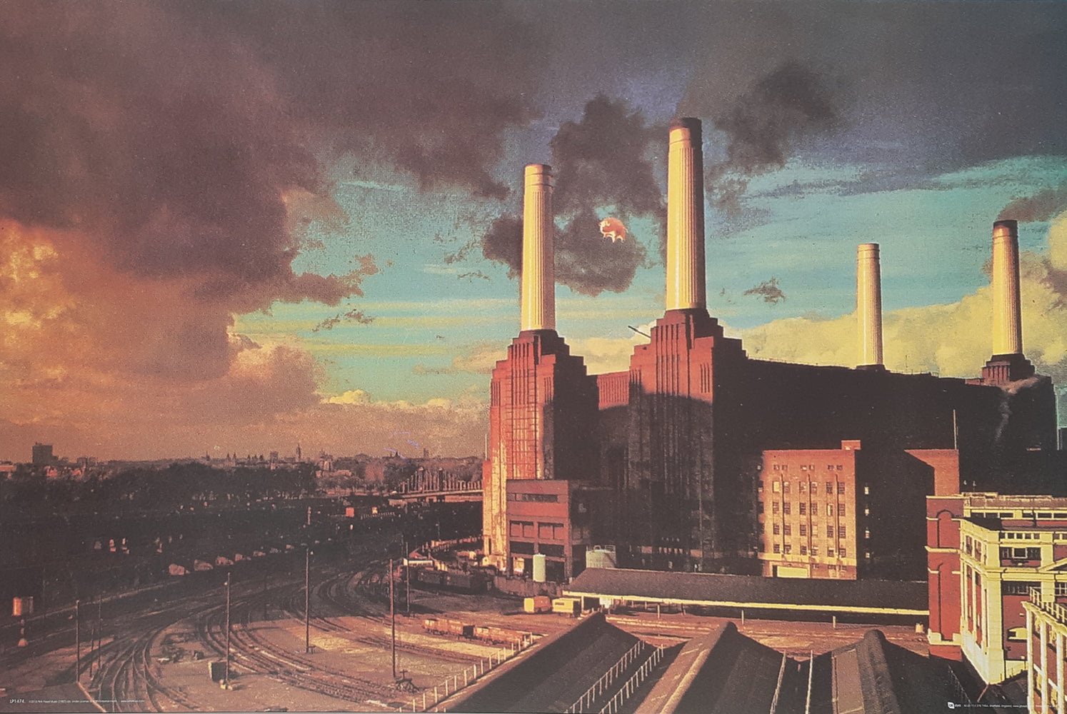 Pink Floyd Animals Album Cover Landscape Vintage Maxi Poster Blockmount