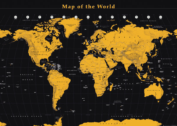 Gold World Map 100x140cm Giant Poster