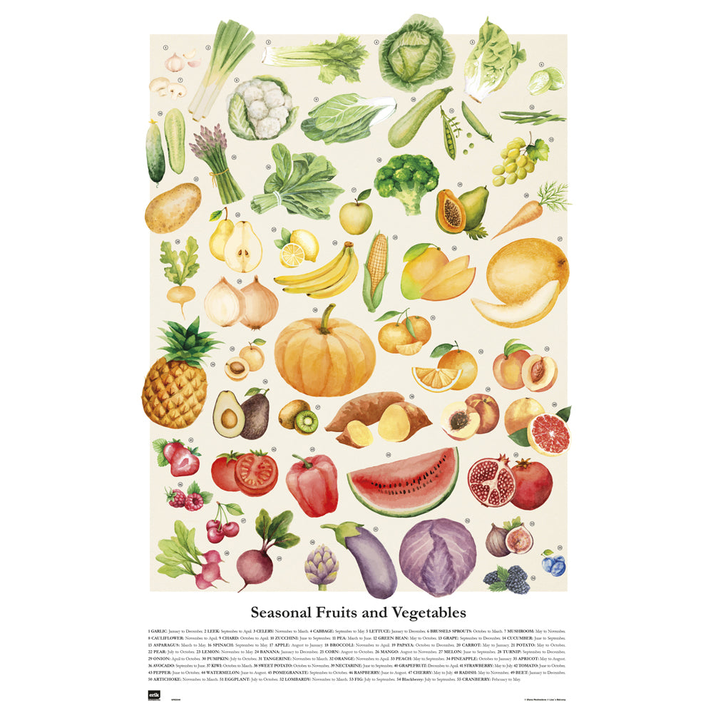 Seasonal Fruit & Vegetables Montage Maxi Poster