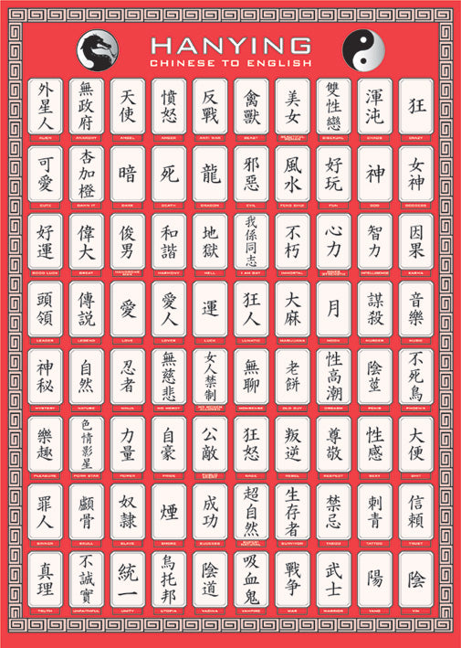 Hanying Chinese To English Vintage Maxi Poster