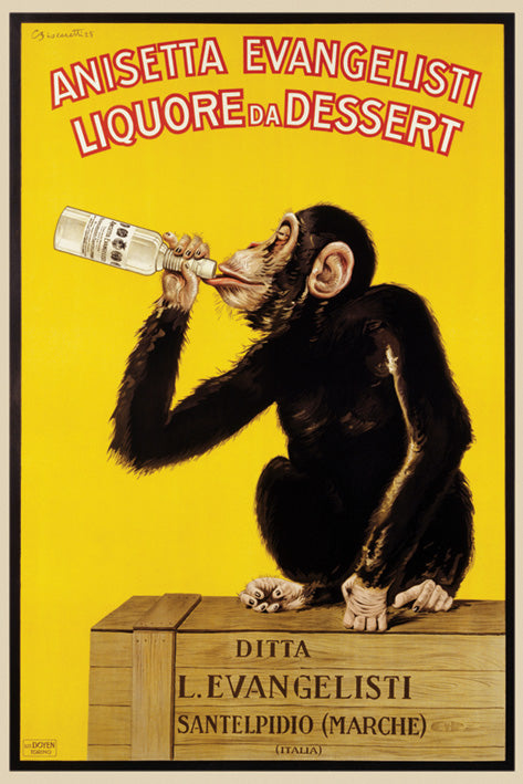 Anisetta Evangelisti Liquore da Dessert Monkey Maxi Poster Blockmount