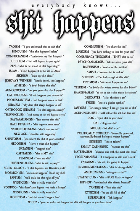 Shit Happens Everybody Knows Humourous Maxi Poster