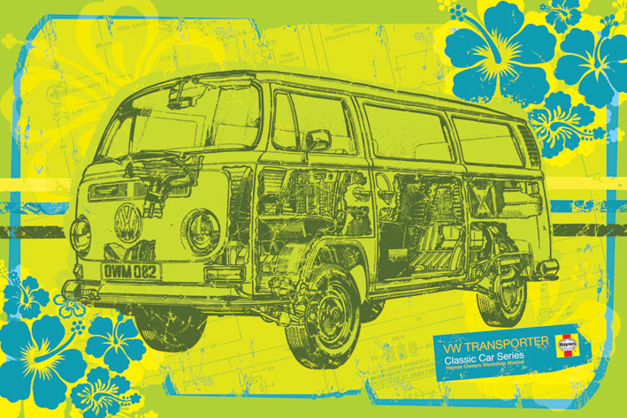 Haynes VW Transporter Cutaway Surf Maxi Poster