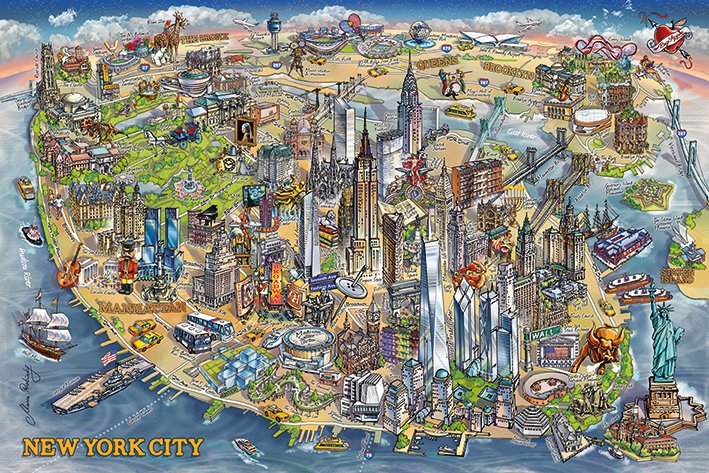 New York City Art Map By Maria Rabinky Maxi Poster
