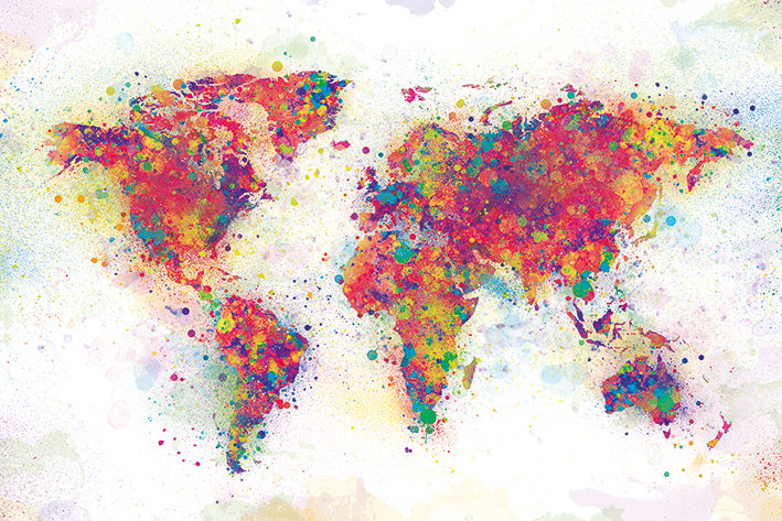 Colour Splash World Map Maxi Poster