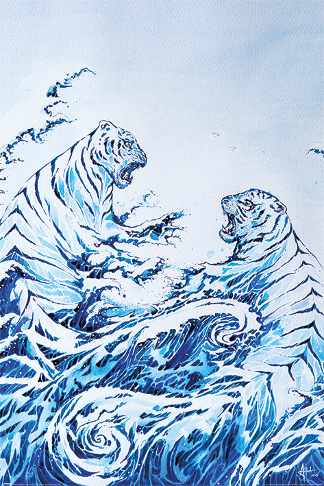 Marc Allante Crashing Waves Tigers Maxi Poster