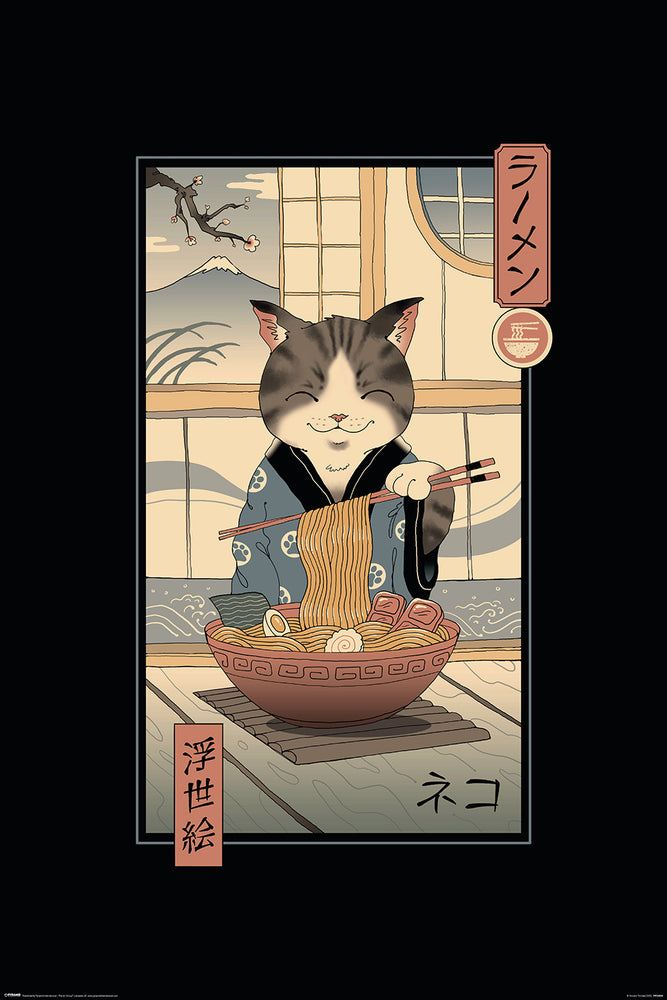 Vincent Trinidad Neko Ramen Ukiyoe Art Maxi Poster