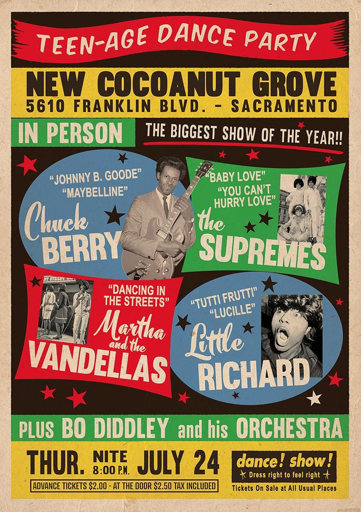 Teenage Dance Party 1968 Chuck Berry Supremes Little Richard Maxi Poster