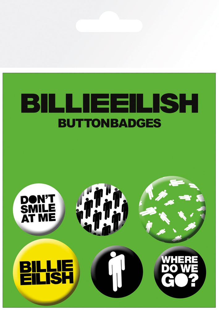 Billie Eilish Stickman Set Of 6 Badge Pack