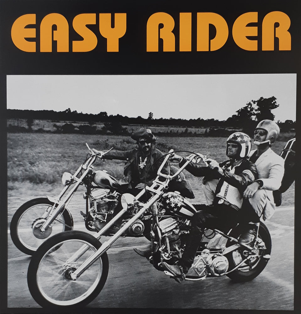 Easy Rider Hopper Fonda & Nicholson On Bikes Orange Title Maxi Poster Blockmount