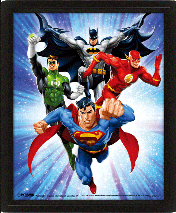 DC Comics Supreme Team Framed 10 x 8 inch Vintage 3D Lenticular Poster