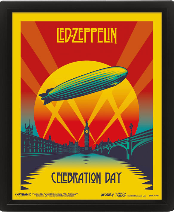 Led Zeppelin Celebration Day Framed 10 x 8 inch Vintage 3D Lenticular Poster