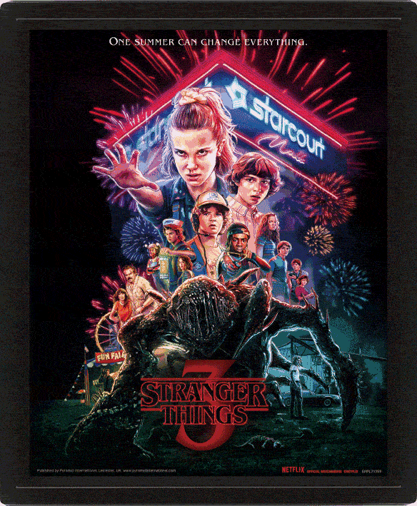 Stranger Things S3 Summer Of '85 Framed 10 x 8 inch 3D Lenticular Poster