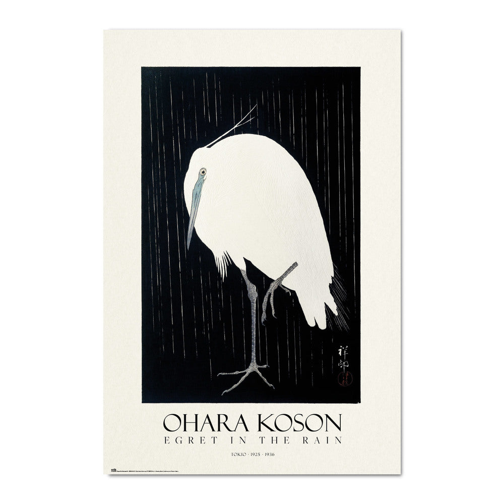 Ohara Koson Egret In The Rain Art Maxi Poster