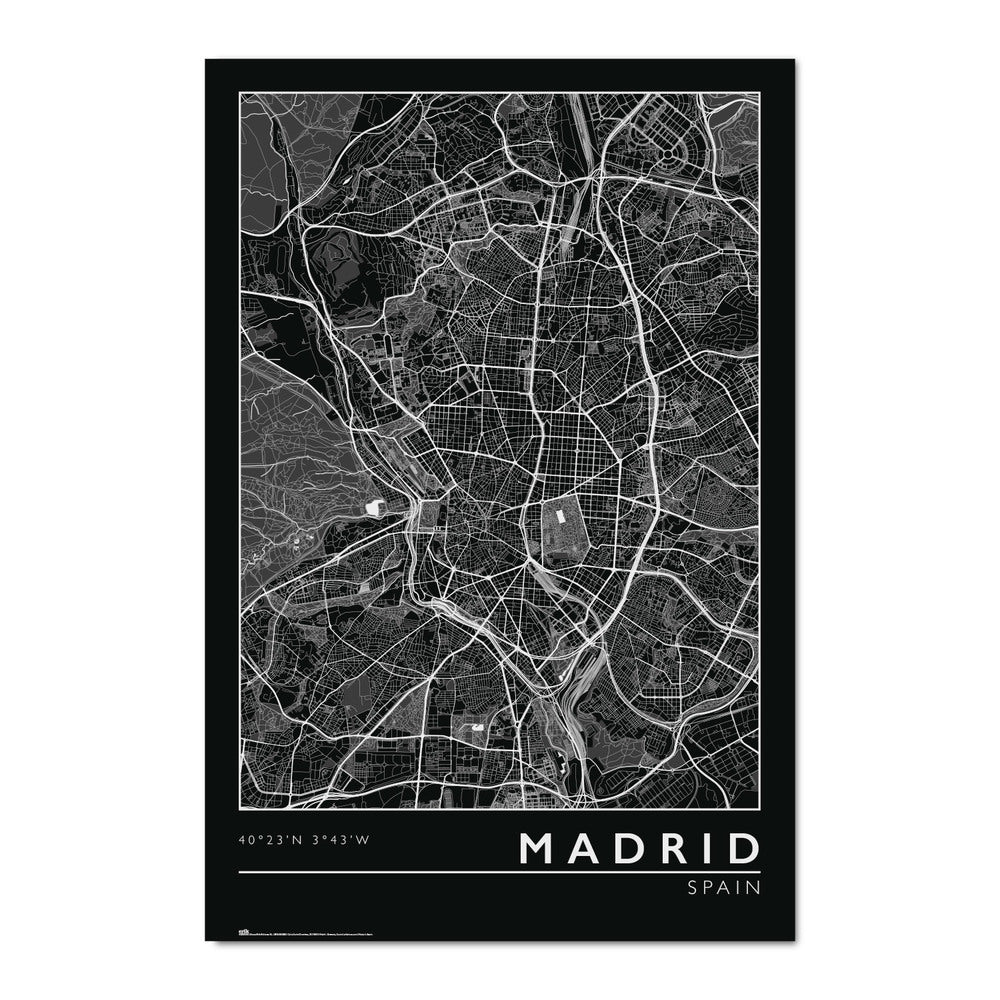Madrid Spain City Map B&W Maxi Poster
