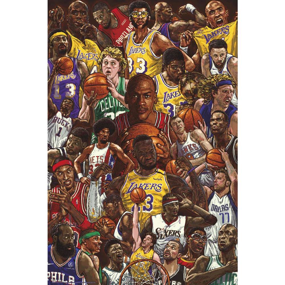 Basketball Superstars Montage Colour Maxi Poster