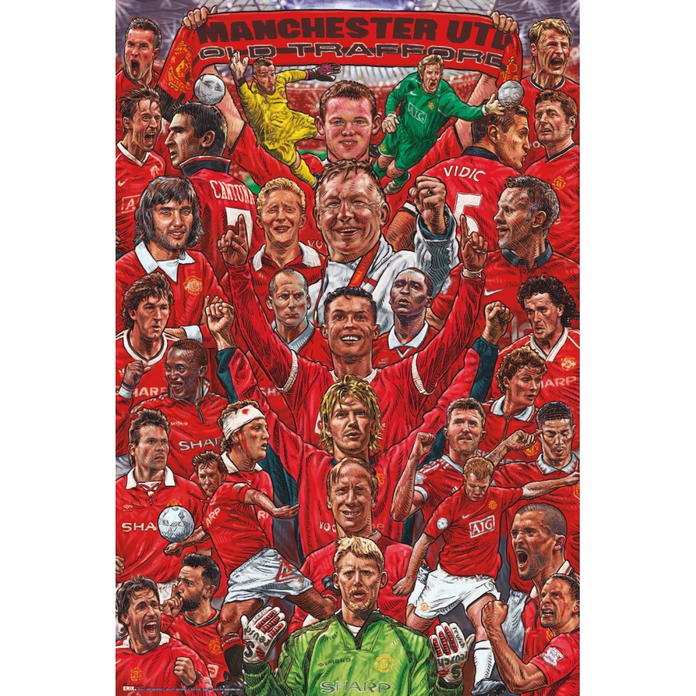 Manchester United FC Legends Montage Maxi Poster
