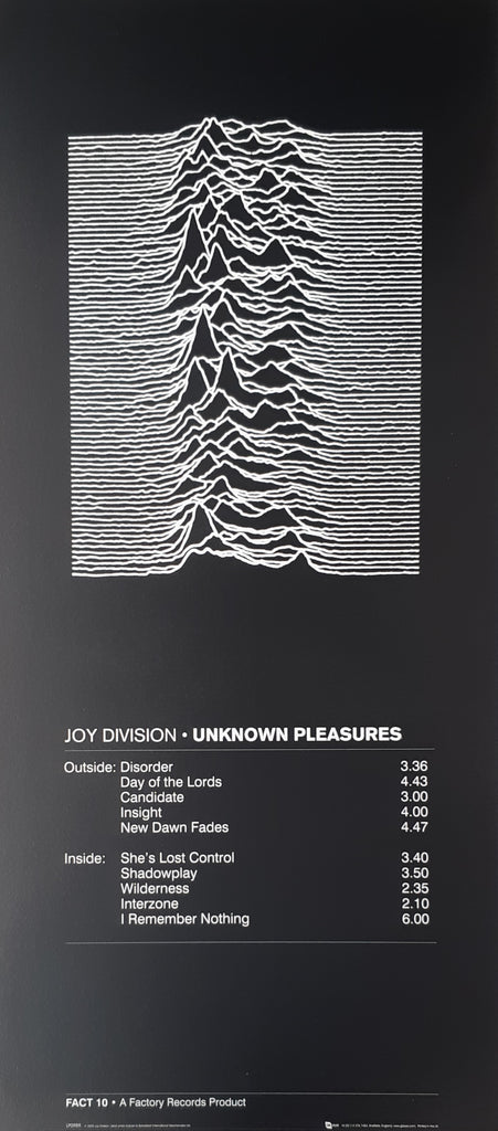 Joy Division Unknown Pleasures Rare Vintage 41cm x 91cm Slim Poster Bl ...