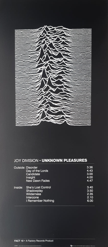 Joy Division Unknown Pleasures Rare Vintage 41cm x 91cm Slim Poster Blockmount