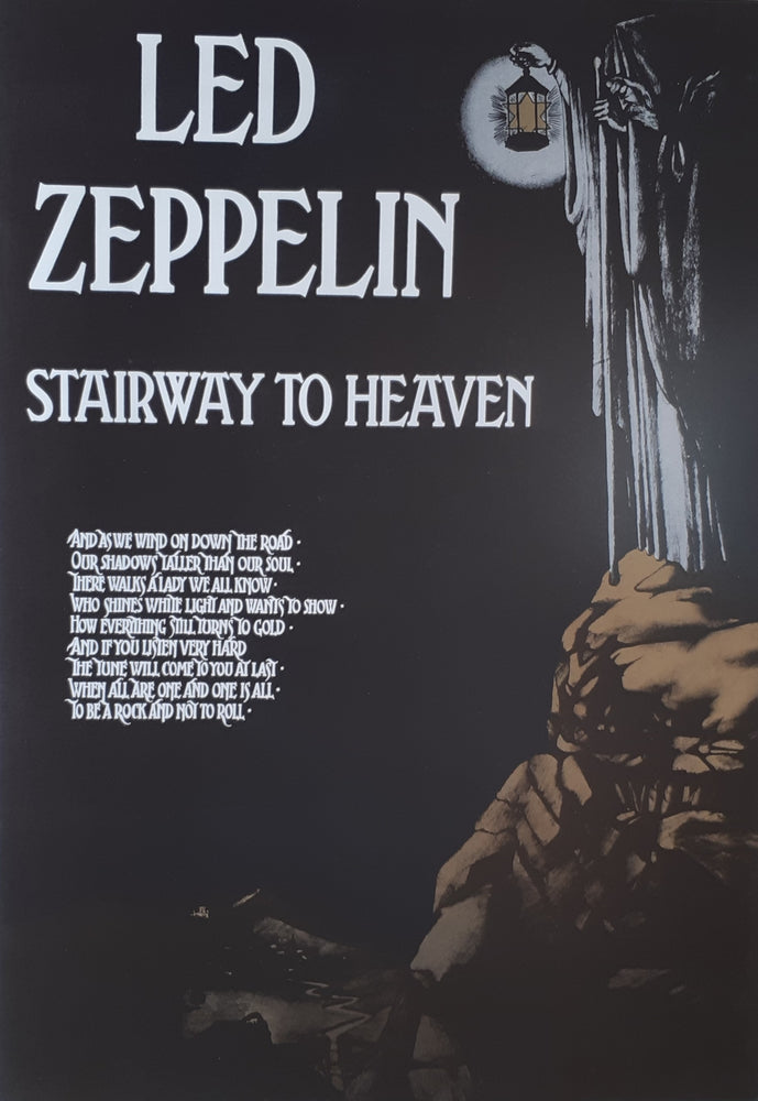 Led Zeppelin Stairway To Heaven Black Silver & Gold Vintage Maxi Poster Blockmount