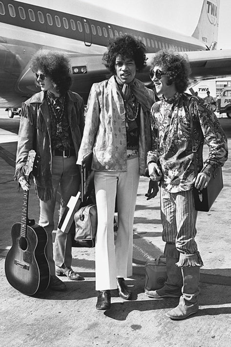 Jimi Hendrix Experience London Airport 1967 Vintage Maxi Poster Blockmount