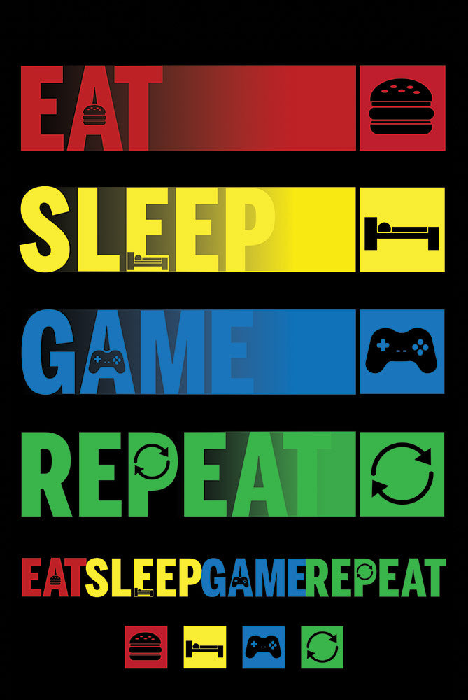 Eat Sleep Game Repeat Gaming Maxi Poster