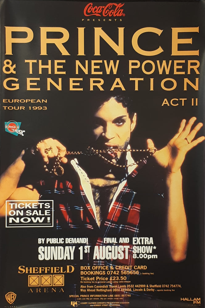 Prince European Tour 1993 Act 11 Sheffield Arena UK Gig 1st Aug 102x152cm Giant Poster