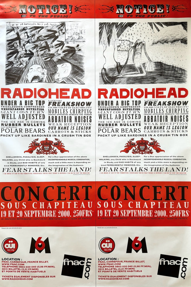 Radiohead Under A Big Top Paris 19/20 Sept 2000 Rare 100x150cm Giant Tour Poster