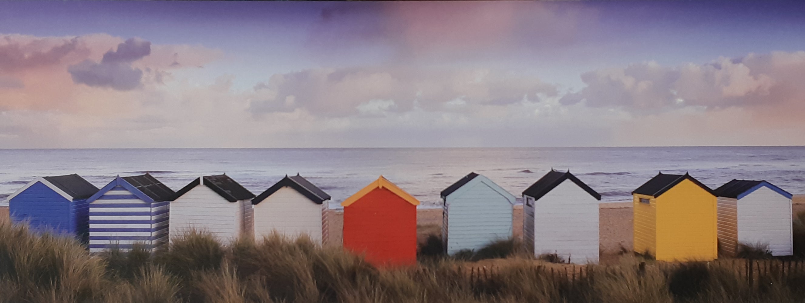 Rod Edwards Winter Beach Huts Southwold Suffolk UK Slim Poster Blockmount