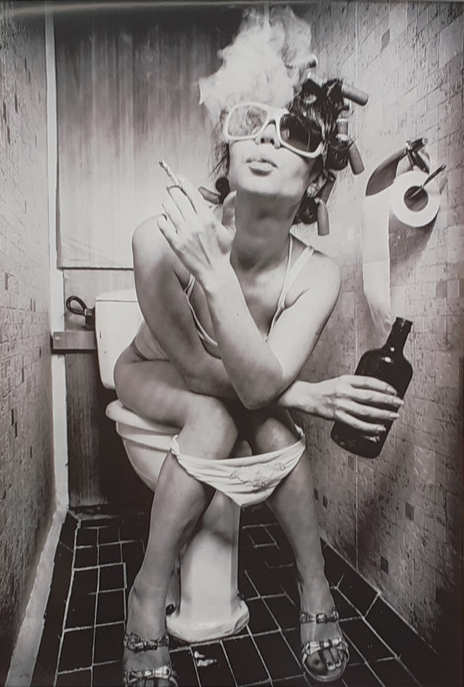 Toilet Girl Smoking B&W Maxi Poster