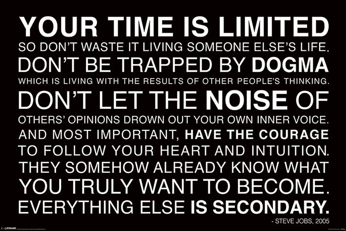 Steve Jobs Your Time Is Limited Quote Motivational Maxi Poster Blockmount