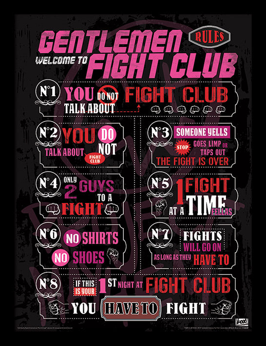 Fight Club Rules 30x40cm Movie Print