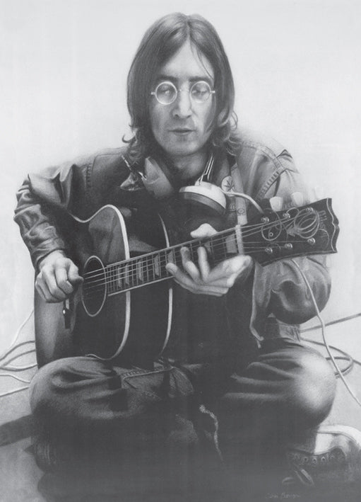 John Lennon Acoustic Guitar Maxi Poster Blockmount