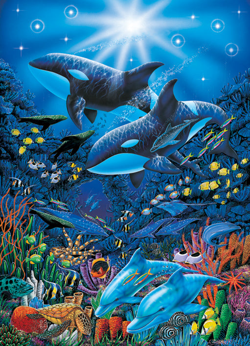 Blue Ocean Life Undersea Illustration Maxi Poster