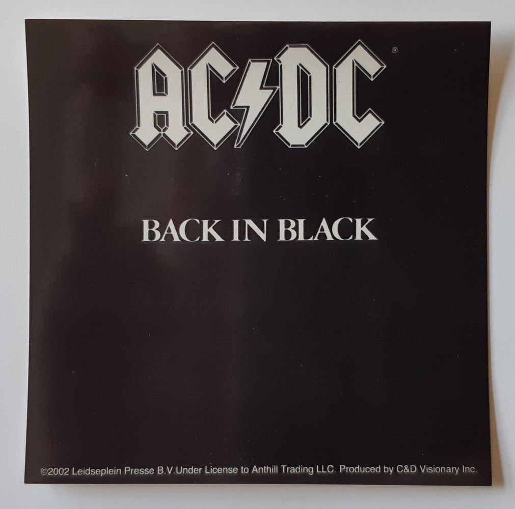 AC/DC Back In Black LP Cover 10cm Square Vinyl Sticker