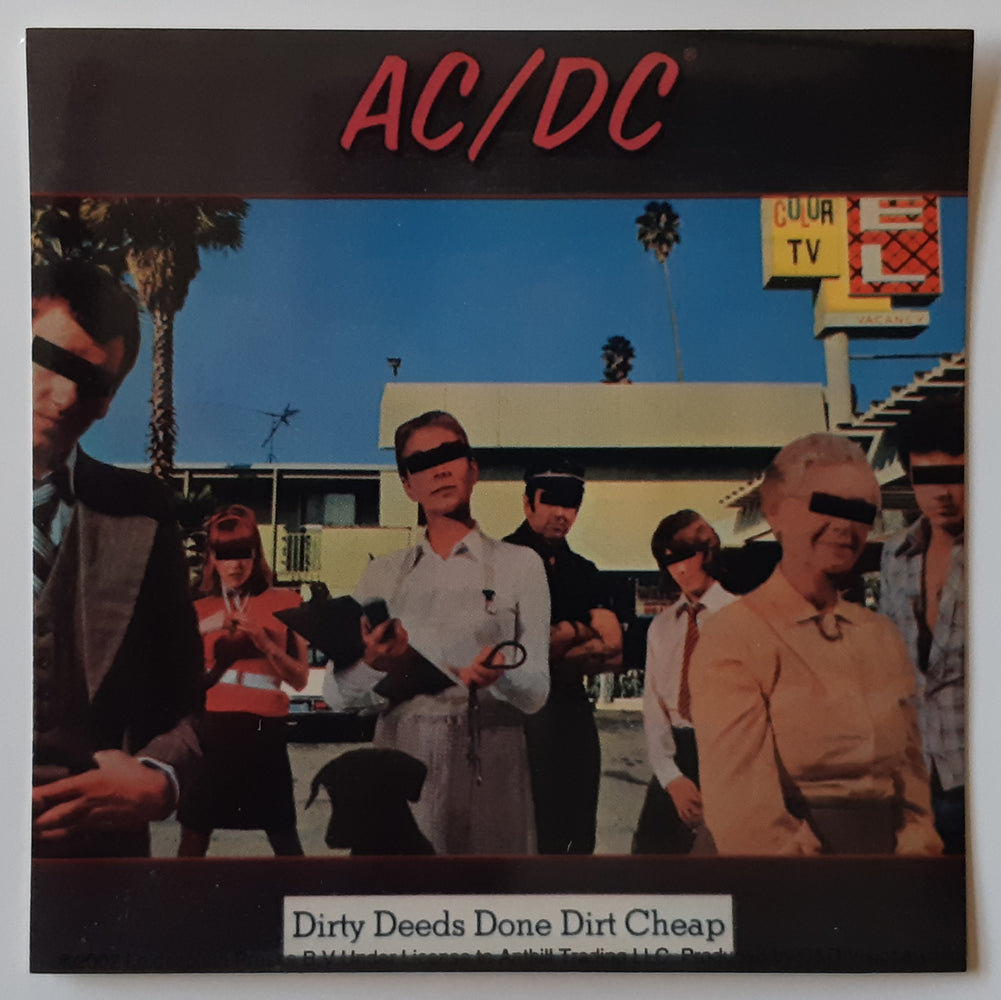 AC/DC Dirty Deeds Done Dirt Cheap LP Cover 10cm Square Vinyl Sticker