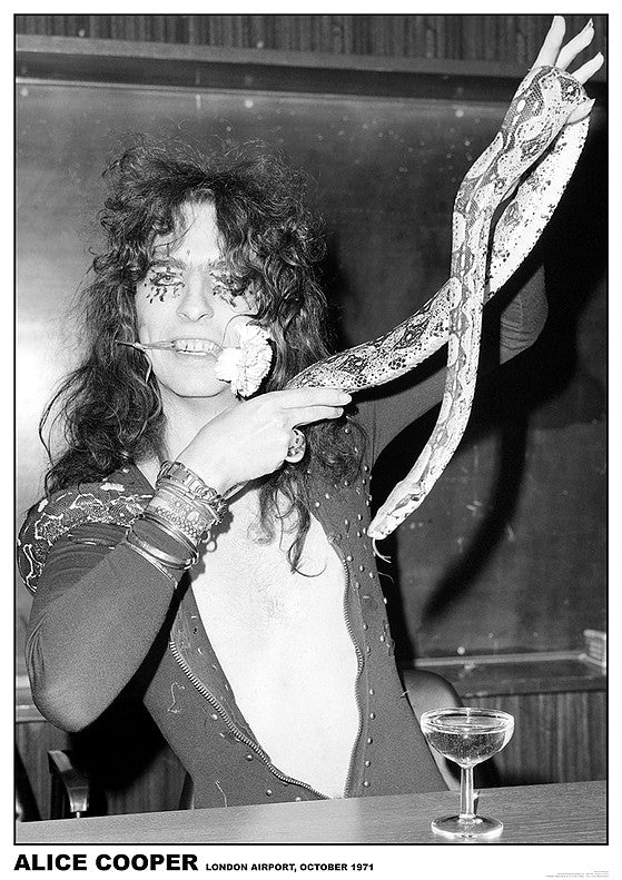 Alice Cooper London Airport 1971 With Snake Maxi Poster