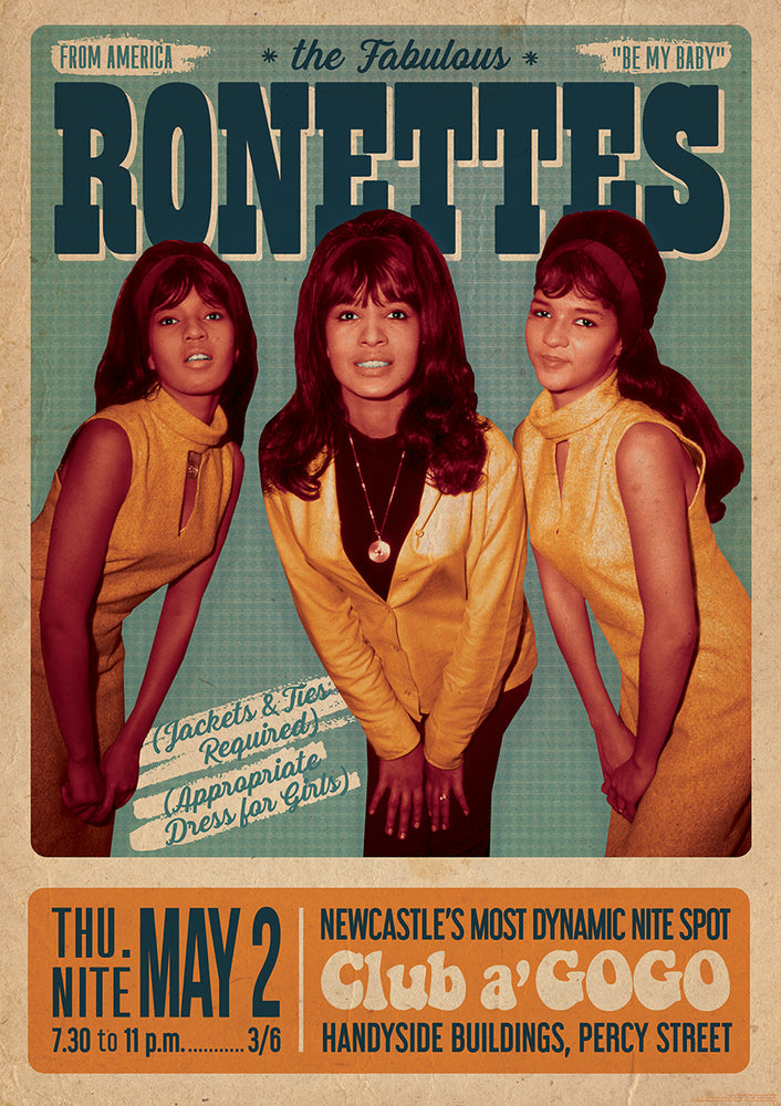 The Ronettes Club A GoGo Newcastle Gig Maxi Poster