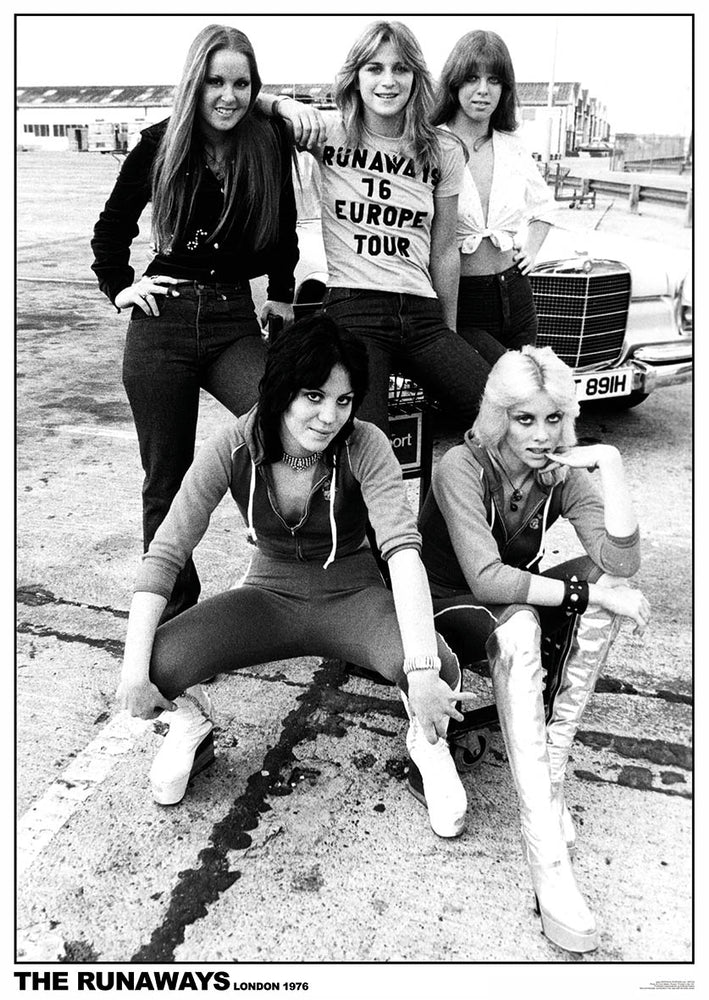 The Runaways London 1976 Black & White Maxi Poster