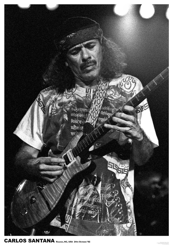 Carlos Santana Raleigh NC USA Oct 1992 B&W Maxi Poster