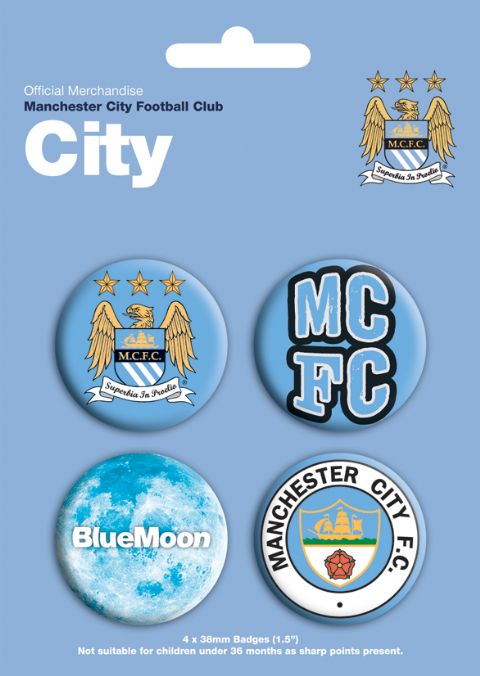Manchester City Football Club Set Of 4 Badge Pack