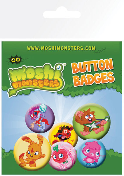 Moshi Monsters Characters Set Of 6 Badge Pack