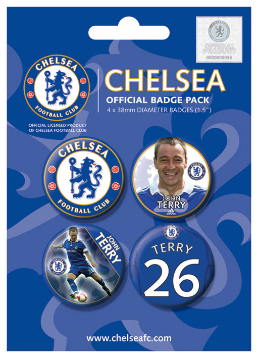 Chelsea Football Club John Terry Set Of 4 Badge Pack