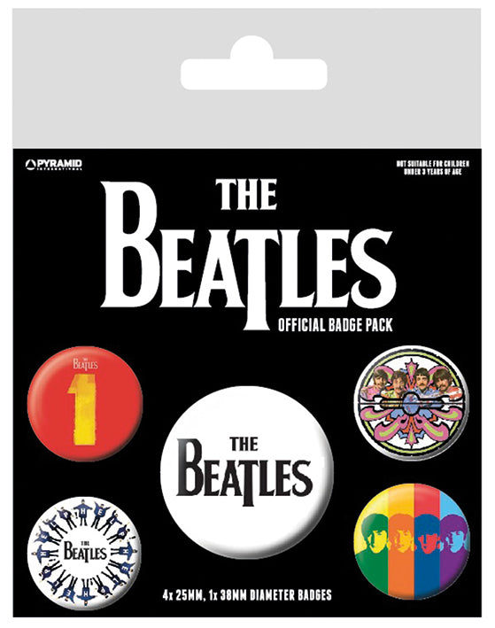 The Beatles Black Set Of 5 Badge Pack