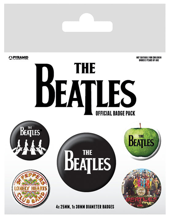 The Beatles White Set Of 5 Badge Pack