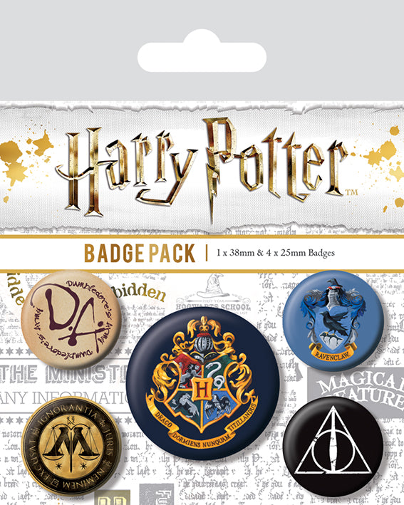 Harry Potter Hogwarts Set Of 5 Badge Pack
