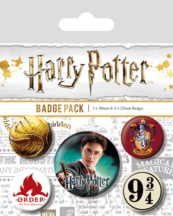 Harry Potter Gryffindor Set Of 5 Badge Pack