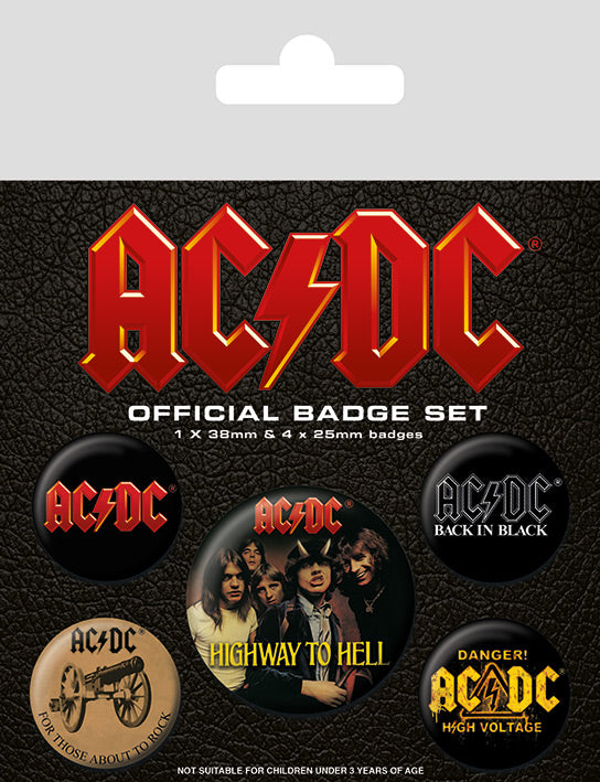 AC/DC Logo Set Of 5 Badge Pack