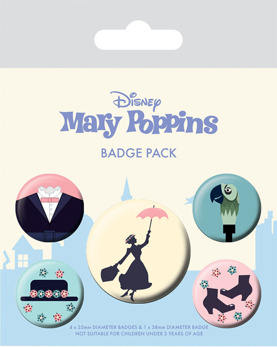 Mary Poppins Movie Set Of 5 Badge Pack